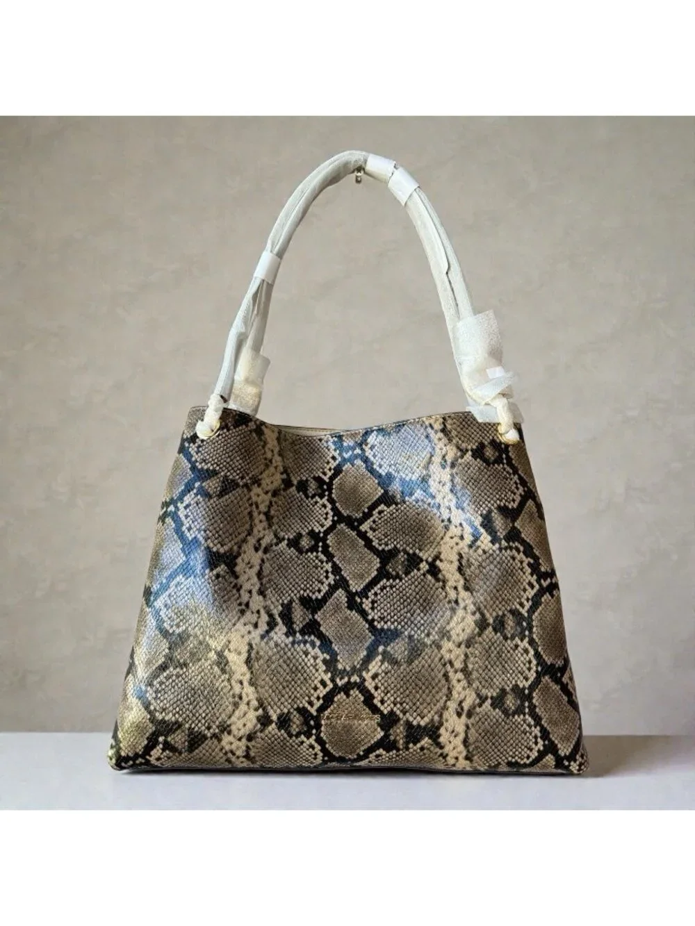 Michael Kors Christina Large Triple Gusset Shoulder Tote Snake Print NWT - Picture 1 of 10
